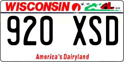 WI license plate 920XSD