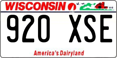 WI license plate 920XSE