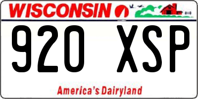 WI license plate 920XSP