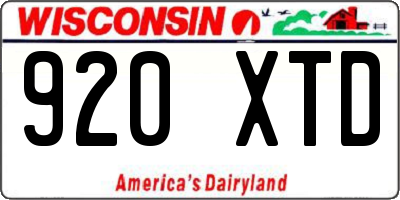 WI license plate 920XTD