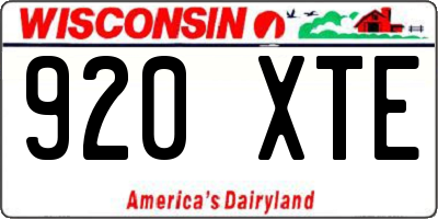 WI license plate 920XTE