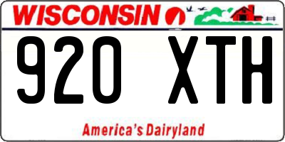 WI license plate 920XTH
