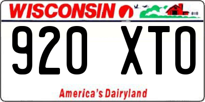WI license plate 920XTO