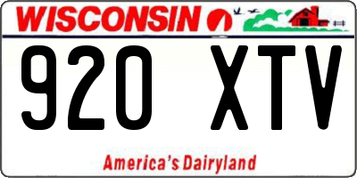 WI license plate 920XTV