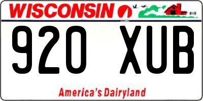 WI license plate 920XUB