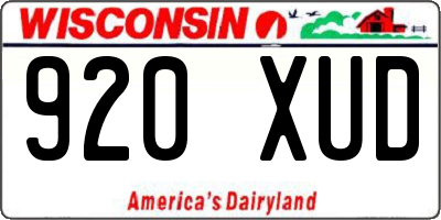 WI license plate 920XUD