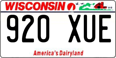 WI license plate 920XUE