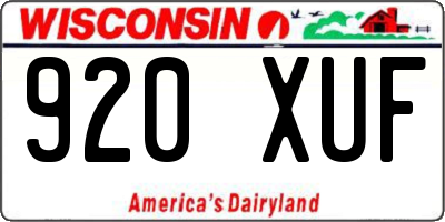 WI license plate 920XUF