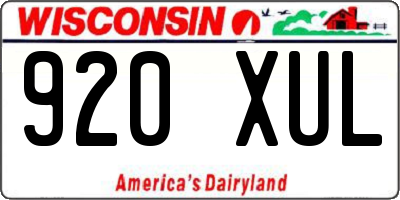 WI license plate 920XUL