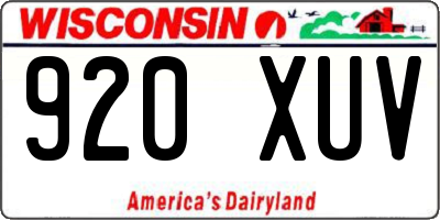 WI license plate 920XUV