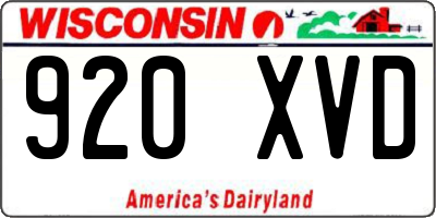 WI license plate 920XVD