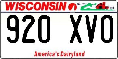 WI license plate 920XVO