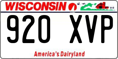 WI license plate 920XVP
