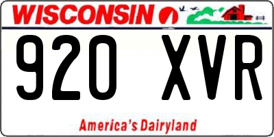 WI license plate 920XVR