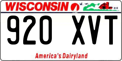 WI license plate 920XVT
