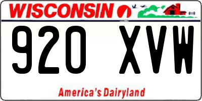 WI license plate 920XVW