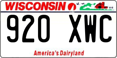 WI license plate 920XWC