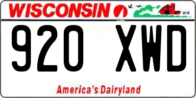 WI license plate 920XWD