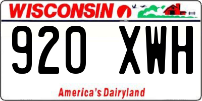 WI license plate 920XWH