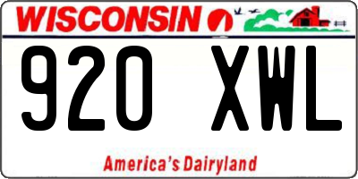 WI license plate 920XWL