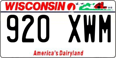 WI license plate 920XWM