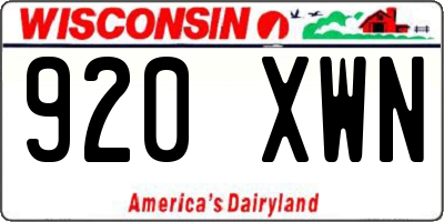 WI license plate 920XWN