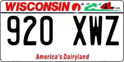 WI license plate 920XWZ