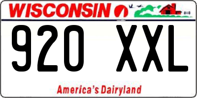 WI license plate 920XXL