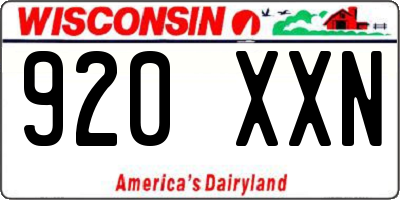 WI license plate 920XXN