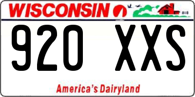 WI license plate 920XXS