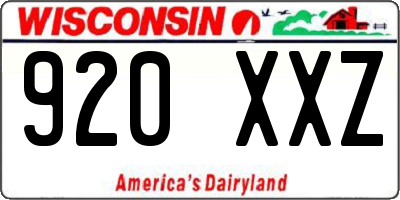 WI license plate 920XXZ