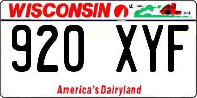 WI license plate 920XYF