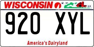 WI license plate 920XYL