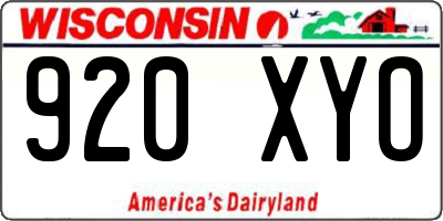 WI license plate 920XYO