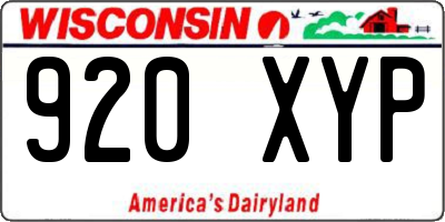 WI license plate 920XYP