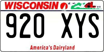 WI license plate 920XYS
