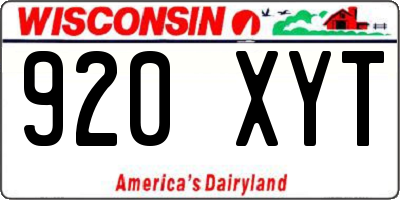 WI license plate 920XYT