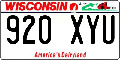 WI license plate 920XYU