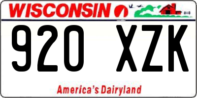 WI license plate 920XZK