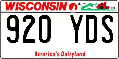 WI license plate 920YDS