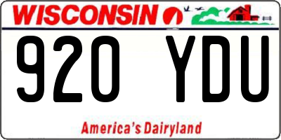 WI license plate 920YDU