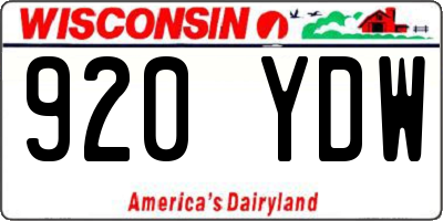WI license plate 920YDW