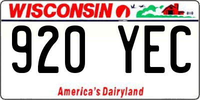 WI license plate 920YEC