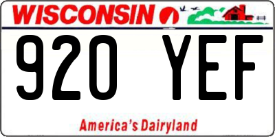 WI license plate 920YEF