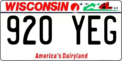 WI license plate 920YEG
