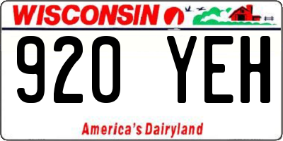 WI license plate 920YEH