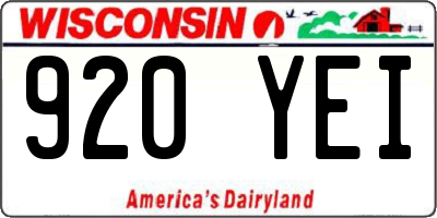 WI license plate 920YEI