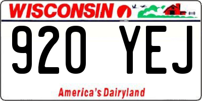 WI license plate 920YEJ