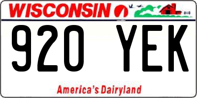 WI license plate 920YEK