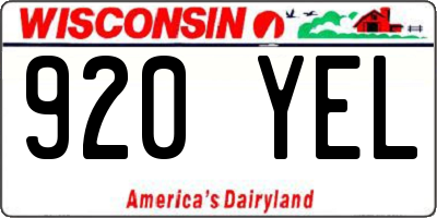 WI license plate 920YEL